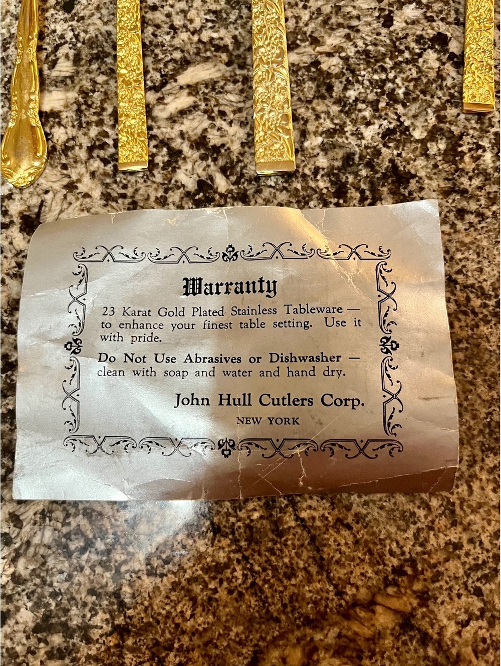 John Hull 23 Karat Gold Plated Stainless Steel Flatware Set - Picture 2 of 9